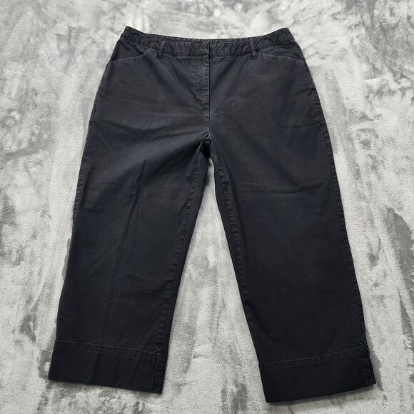 Vintage Style&Co Pants Women 14 Black High Rise Crop Capri Stretch Cotton Casual - Picture 1 of 10